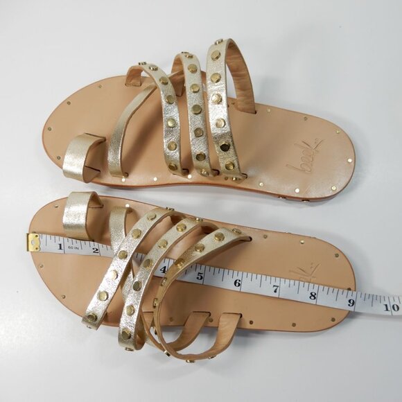 Beek Lory Slide Flat SANDALS Size 5 Platinum Beach Leather Studs NEW $295 - Picture 11 of 14
